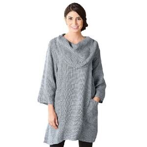 Match Point MADE IN USA VINTAGE Linen Houndstooth Cowl Neck Tunic Women's 1X